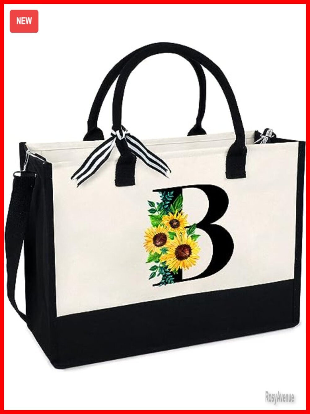 Canvas Tote Bag with Zipper Pocket Adjustable Strap Everyday Beach Gift